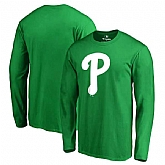 Men's Philadelphia Phillies Fanatics Branded Kelly Green St. Patrick's Day White Logo Long Sleeve T-Shirt,baseball caps,new era cap wholesale,wholesale hats